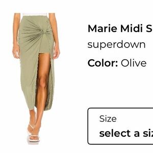 Superdown Olive Green Midi Skirt